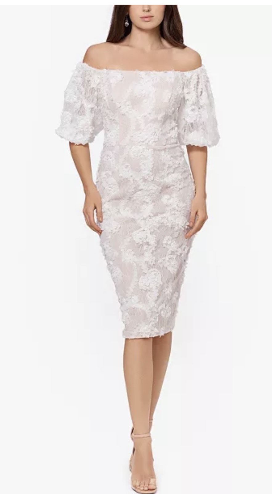 XSCAPE Size 4 Lace White Cocktail Dress on Queenly