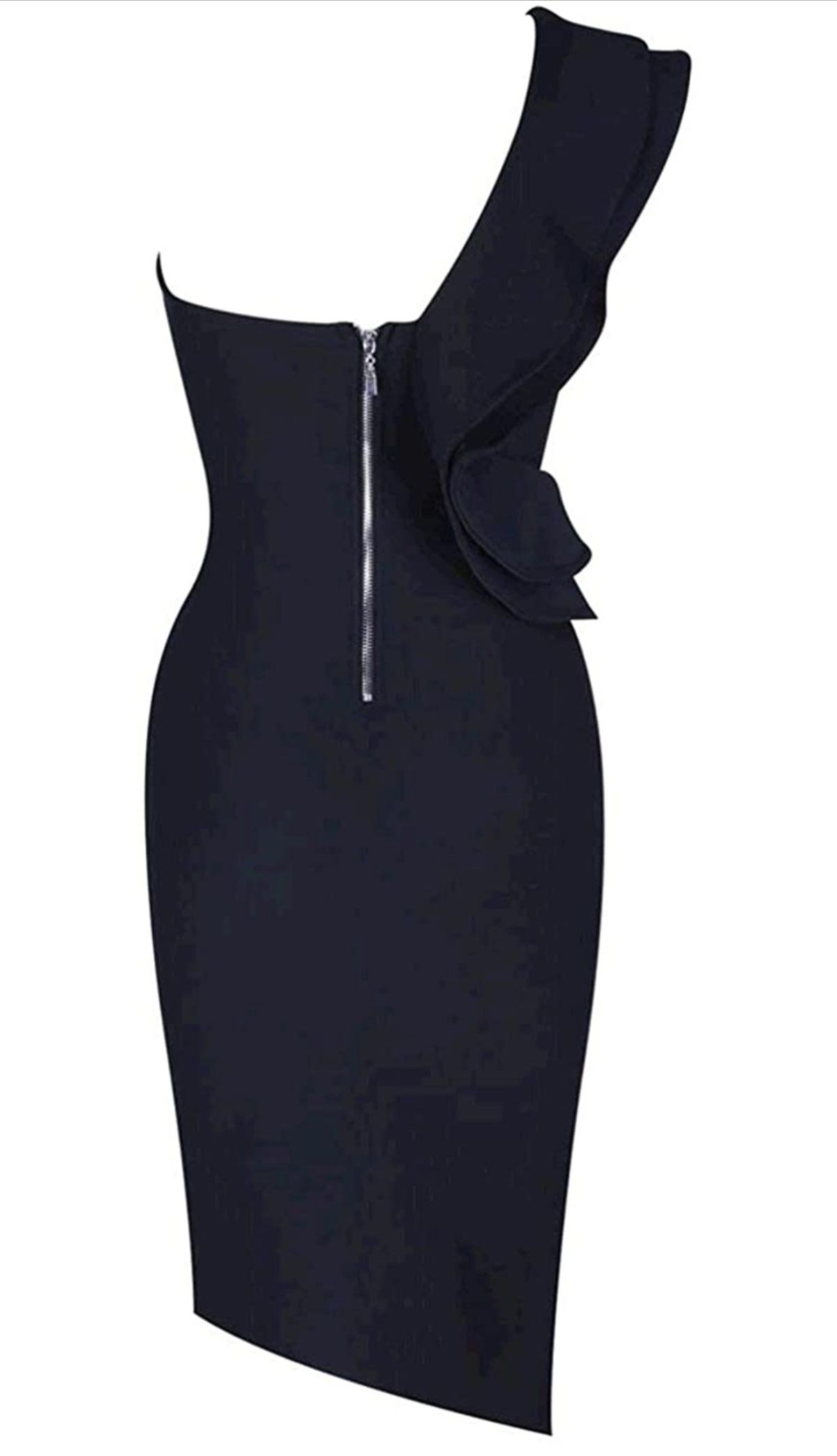 Size 4 One Shoulder Black Side Slit Dress on Queenly