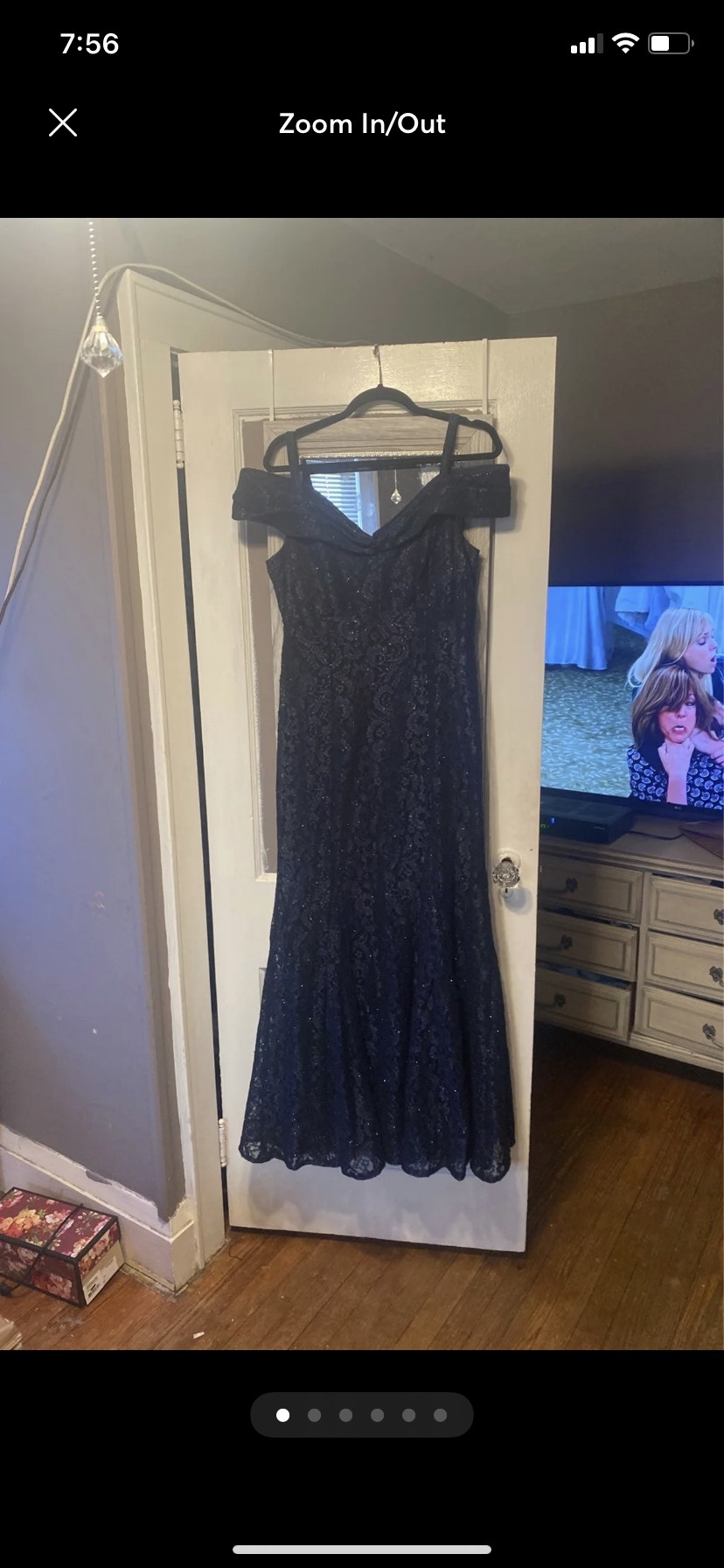 R&M Richards Size 14 Prom Navy Blue A-line Dress on Queenly