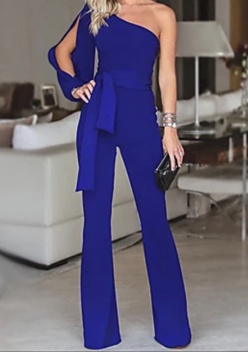 Size 6 Blue Formal Jumpsuit on Queenly