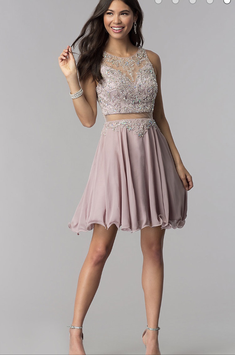 Size 14 Homecoming Sheer Pink Cocktail Dress on Queenly