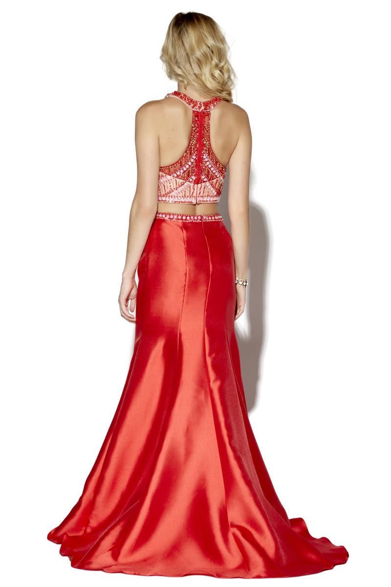 Style 16172 Jolene Size 8 Prom Halter Red Mermaid Dress on Queenly