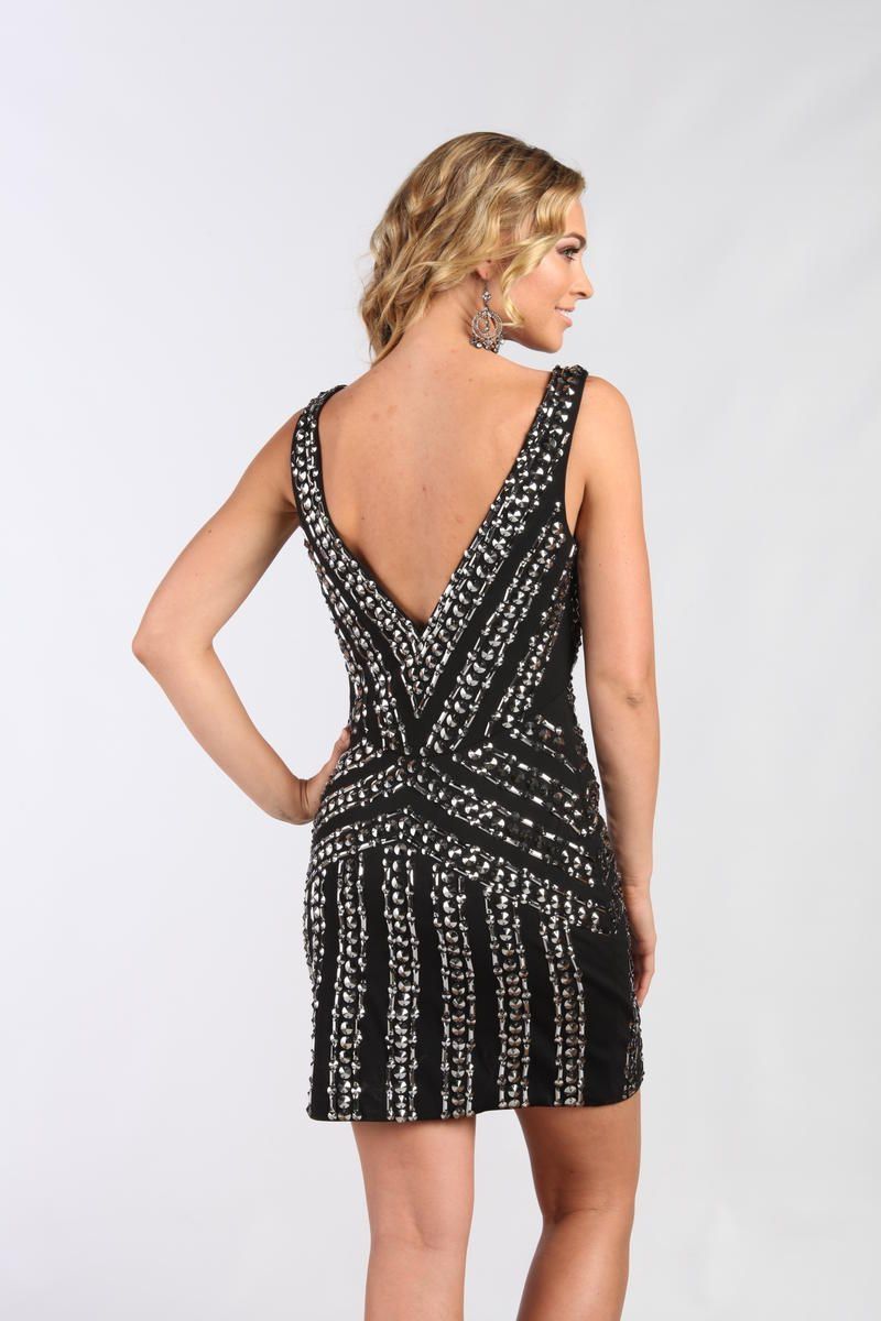 Style 13523 Jolene Size 12 Homecoming Black Cocktail Dress on Queenly