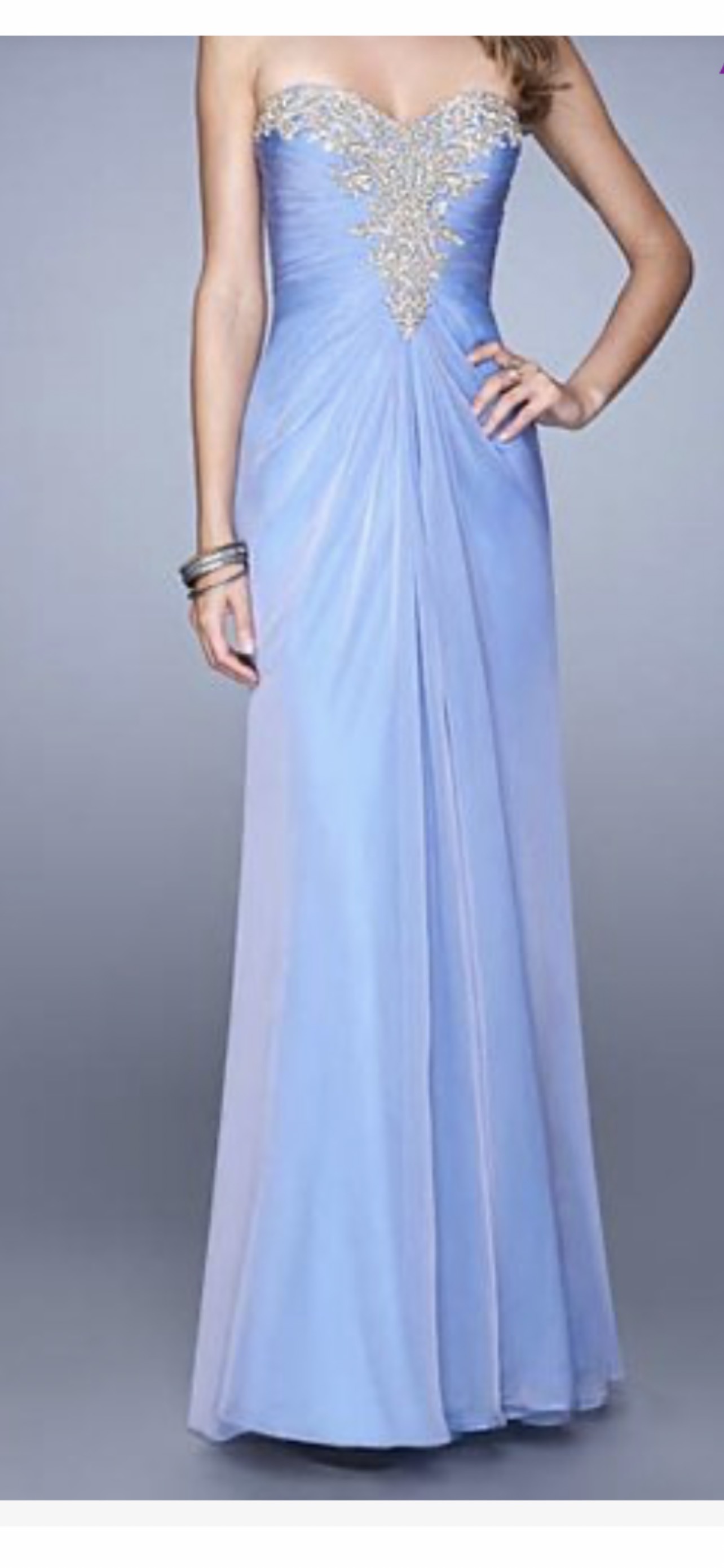 Size 6 Bridesmaid Strapless Light Blue Floor Length Maxi on Queenly