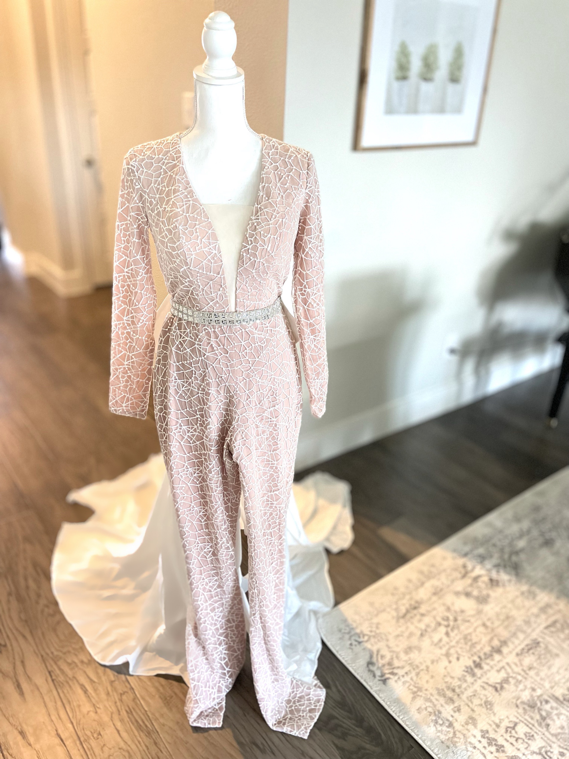 Size 2 Pageant Interview Nude Formal Jumpsuit on Queenly