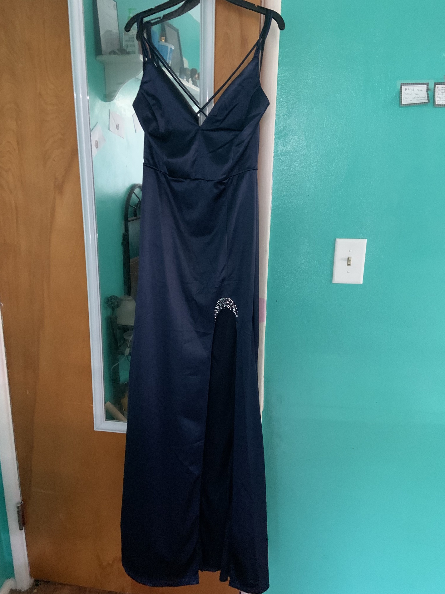 Size 14 Blue Side Slit Dress on Queenly