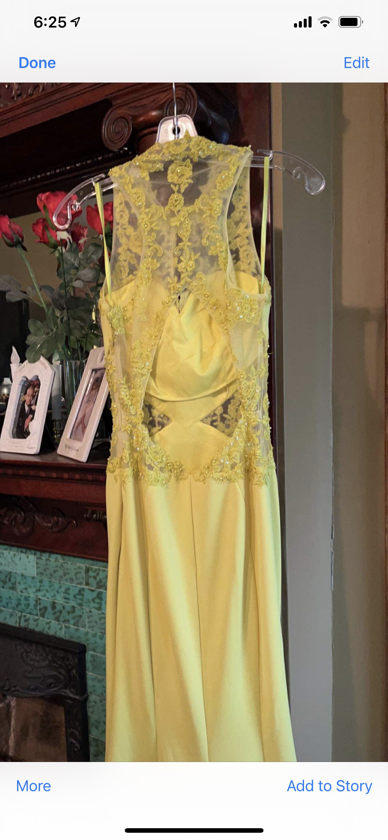 Size 0 Prom High Neck Lace Yellow Floor Length Maxi on Queenly