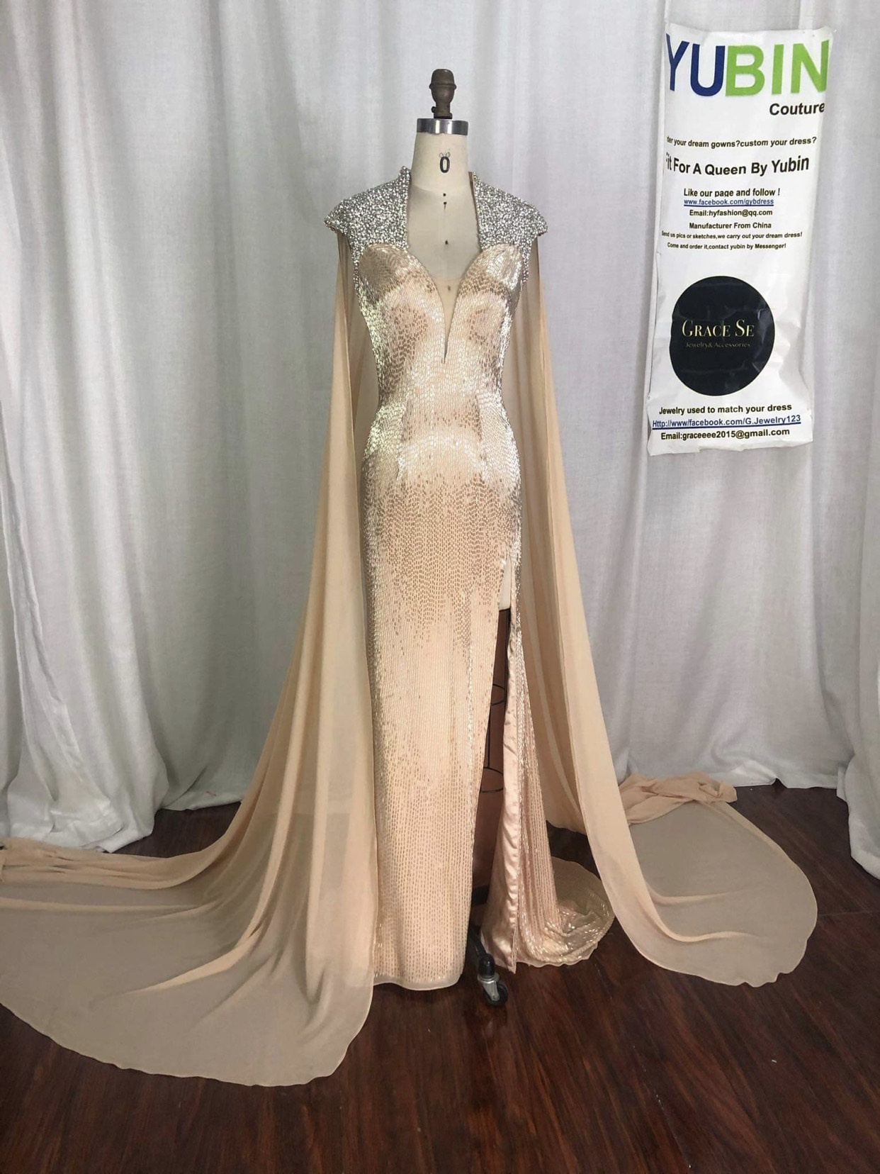 Size 0 Nude Floor Length Maxi on Queenly