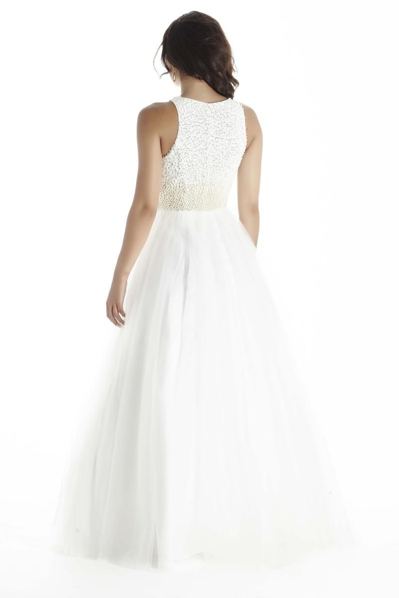 Style 17045 Jolene Size 12 Prom Sequined White A-line Dress on Queenly