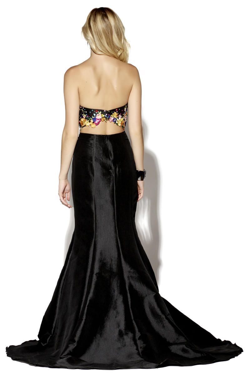 Style 16126 Jolene Size 4 Prom Strapless Floral Black Mermaid Dress on Queenly