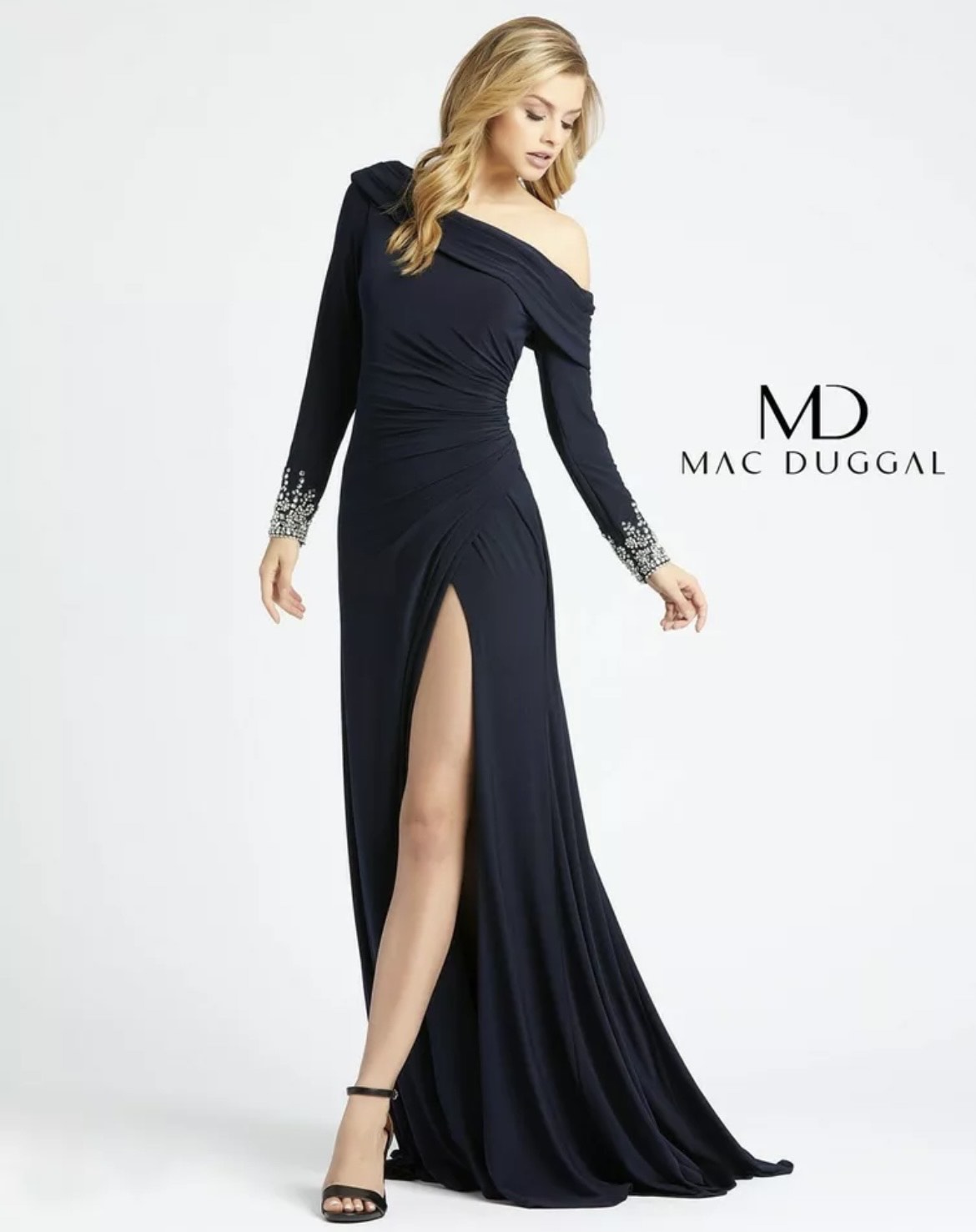 Mac Duggal Blue Size 6 Side slit Dress on Queenly