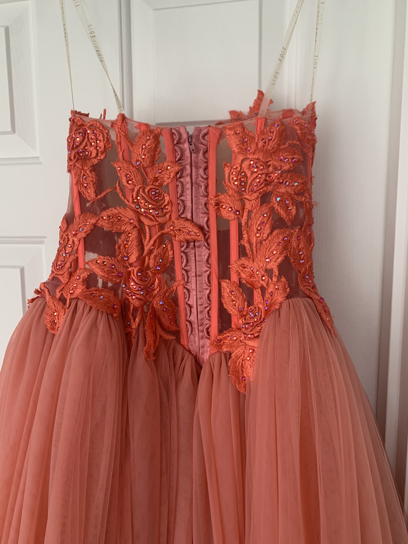 Tarik Ediz Size 0 Pageant Coral Ball Gown on Queenly
