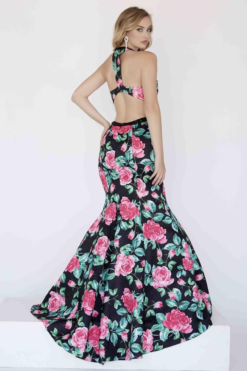 Style 18104 Jolene Size 4 Prom Halter Floral Multicolor Mermaid Dress on Queenly