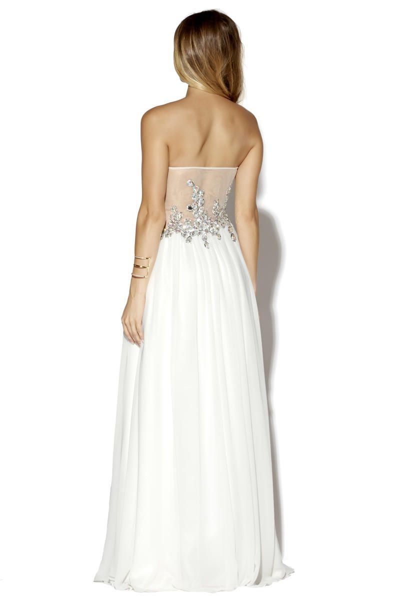 Style 16059 Jolene Size 4 Wedding Strapless Sequined White Ball Gown on Queenly
