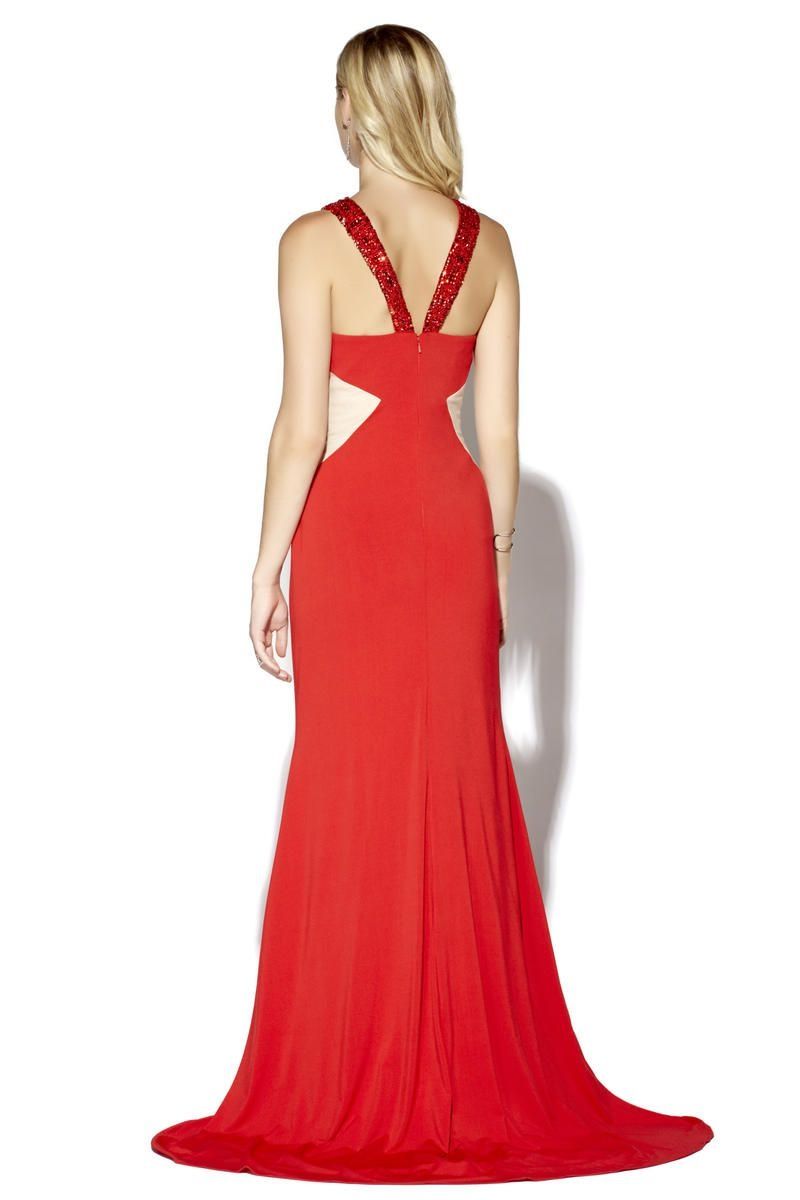 Style 16056 Jolene Size 6 Prom Halter Red Mermaid Dress on Queenly