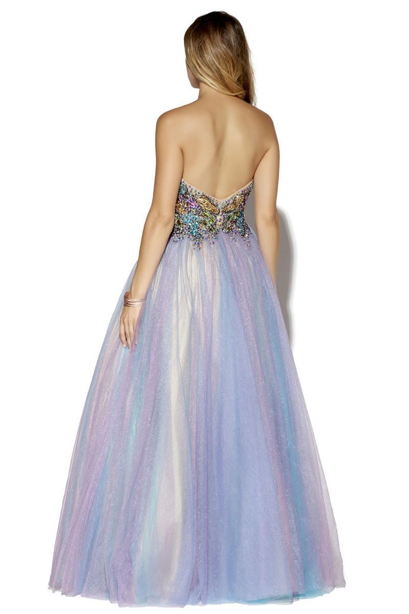 Style 16034 Jolene Size 0 Prom Strapless Turquoise Purple Ball Gown on Queenly
