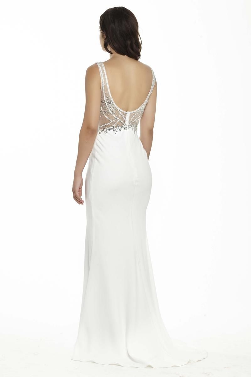 Style 17138 Jolene Size 6 Prom Sheer White Mermaid Dress on Queenly