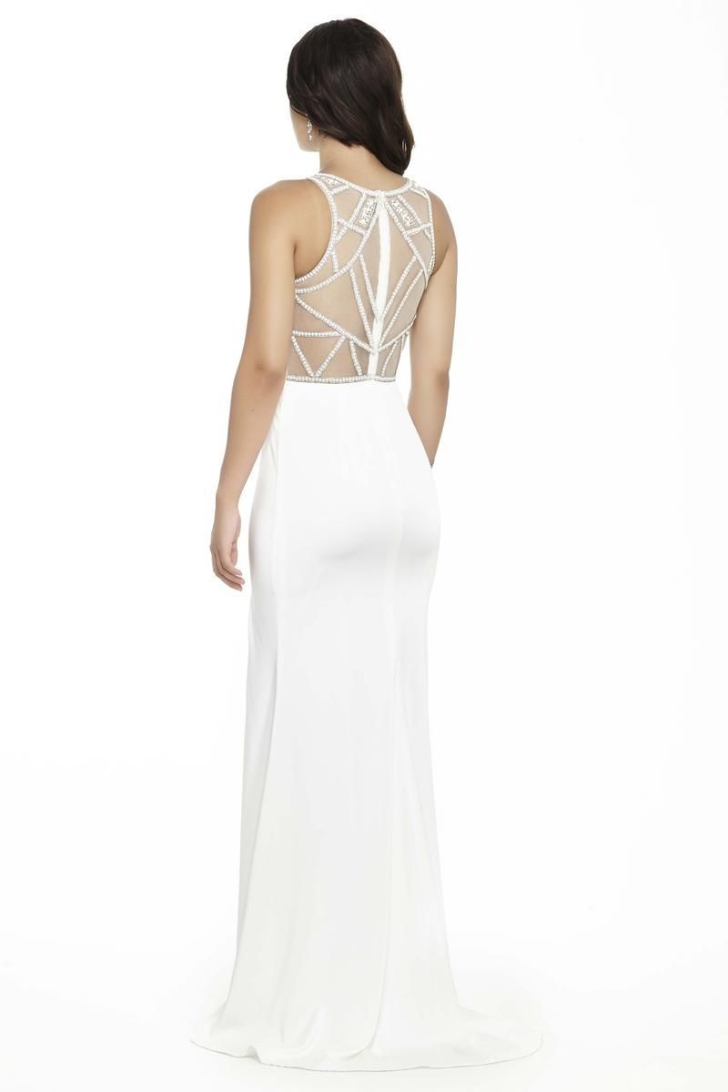 Style 17136 Jolene Size 10 Prom Sheer White Side Slit Dress on Queenly