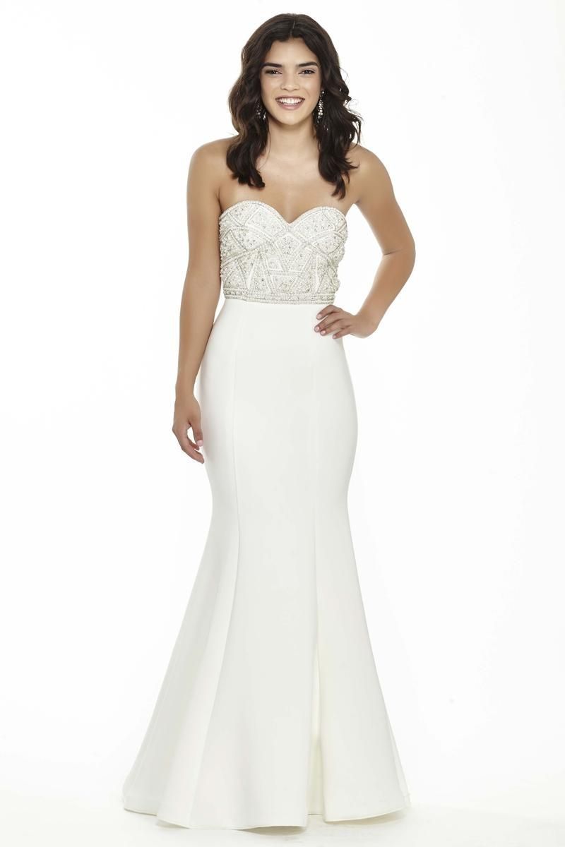 Style 17094 Jolene Size 4 Prom Strapless White Mermaid Dress on Queenly