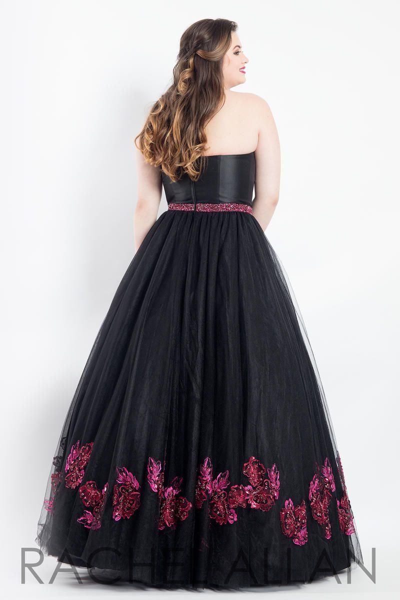 Style 6317 Rachel Allan Size 14 Prom Halter Floral Black A-line Dress on Queenly