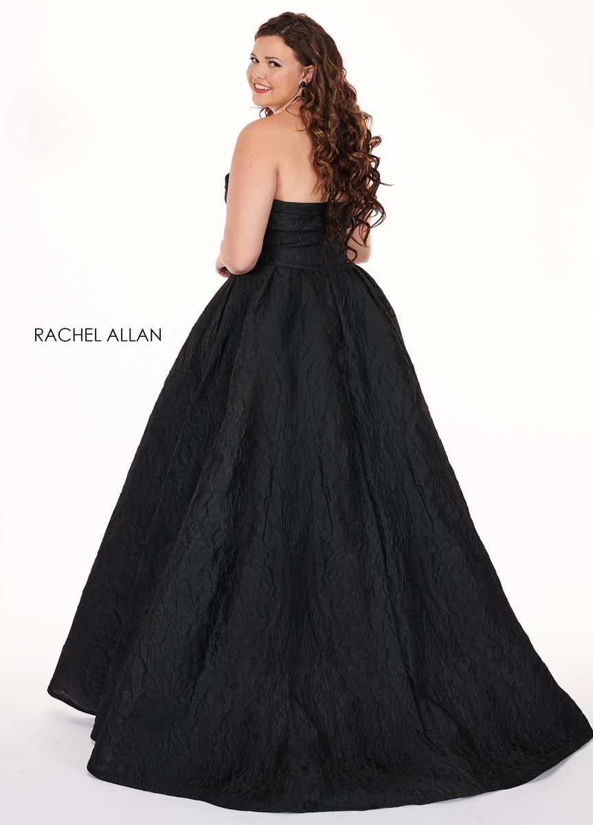 Style 6679 Rachel Allan Plus Size 28 Prom Strapless Black Ball Gown on Queenly