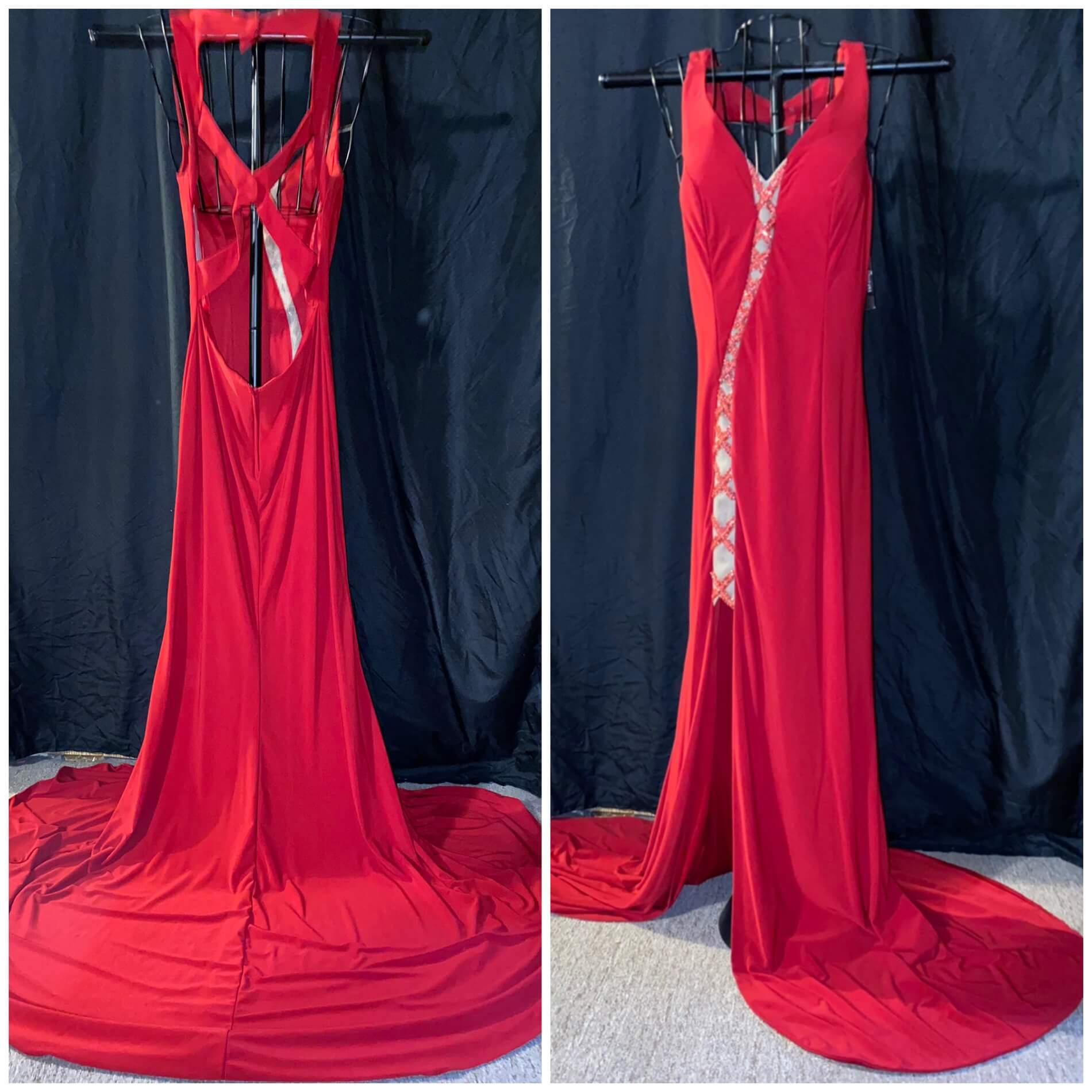 Colette Size 6 Prom Sheer Red Side Slit Dress on Queenly