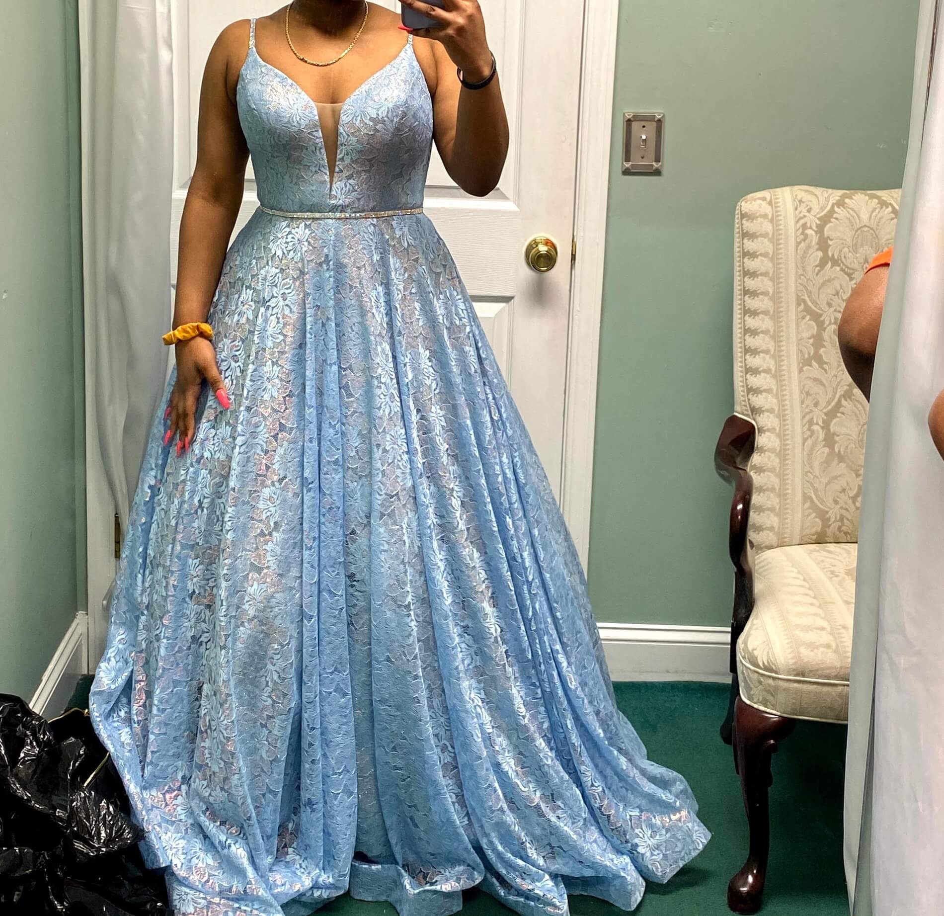 Size 8 Prom Light Blue Ball Gown on Queenly