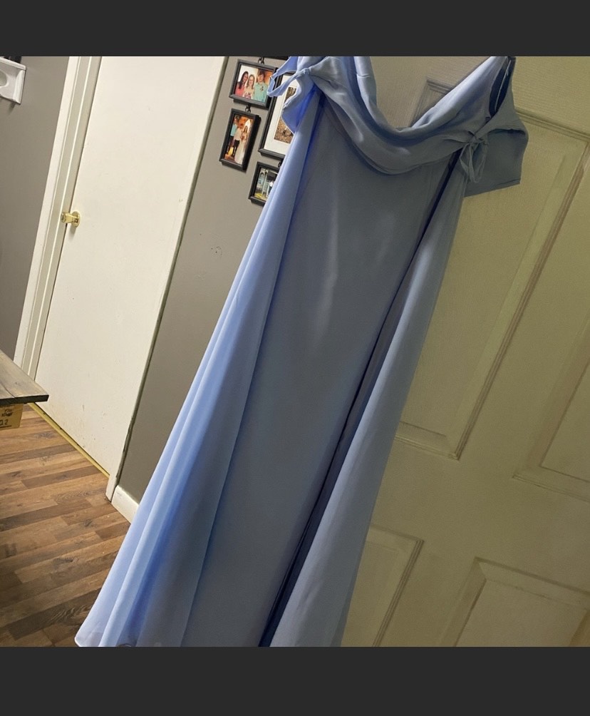 Size 8 Wedding Guest Blue Side Slit Dress on Queenly