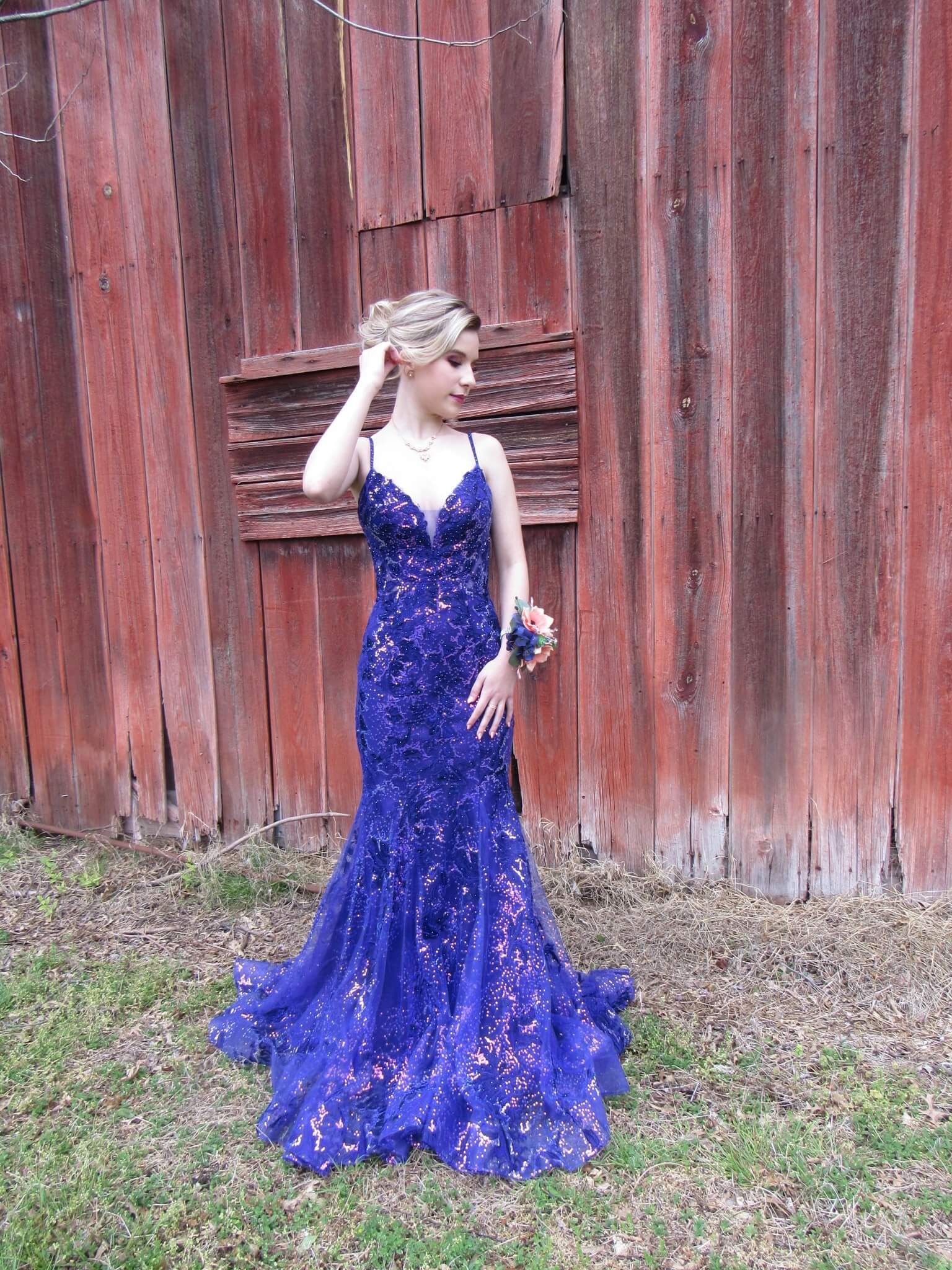 Ellie Wilde Size 0 Prom Lace Purple Mermaid Dress on Queenly