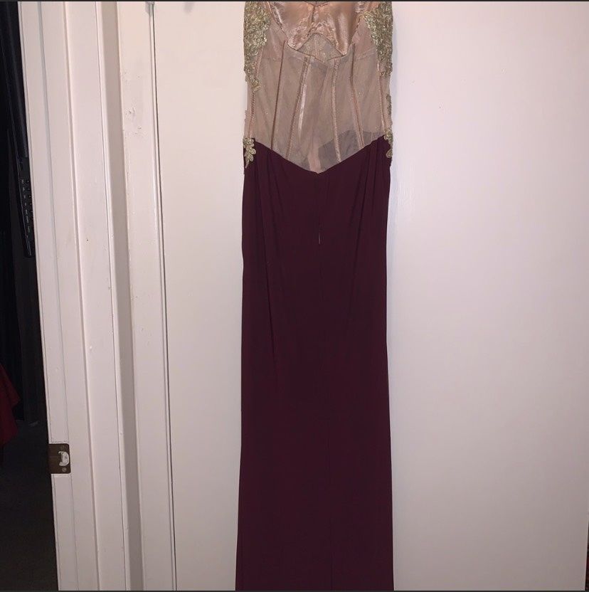 Blondie Nites Size 0 Prom Strapless Burgundy Red Floor Length Maxi on Queenly