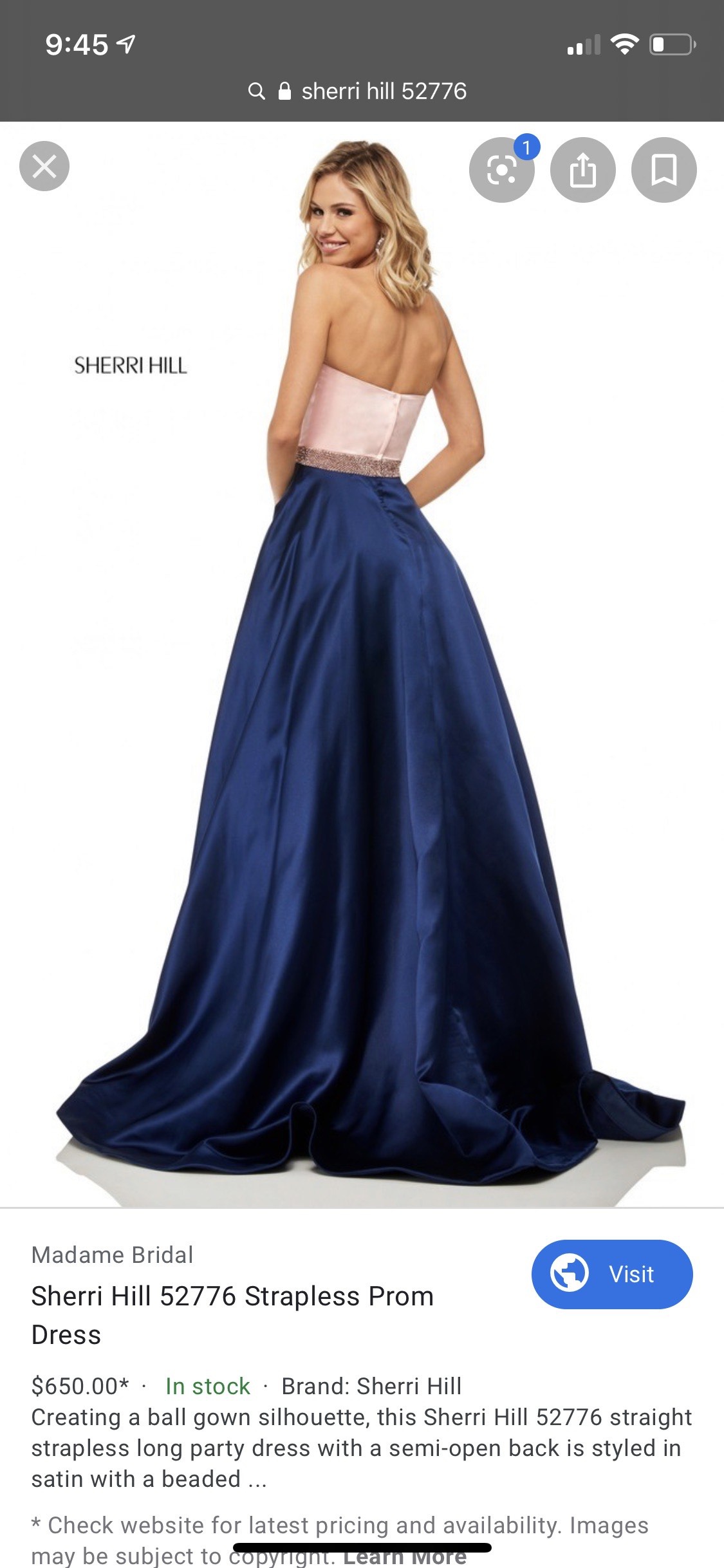 Sherri Hill Size 2 Prom Strapless Sequined Navy Multicolor Ball Gown on Queenly