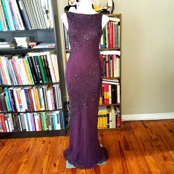 Lillie Rubin Size 4 Wedding Guest Satin Purple Mermaid Dress on Queenly