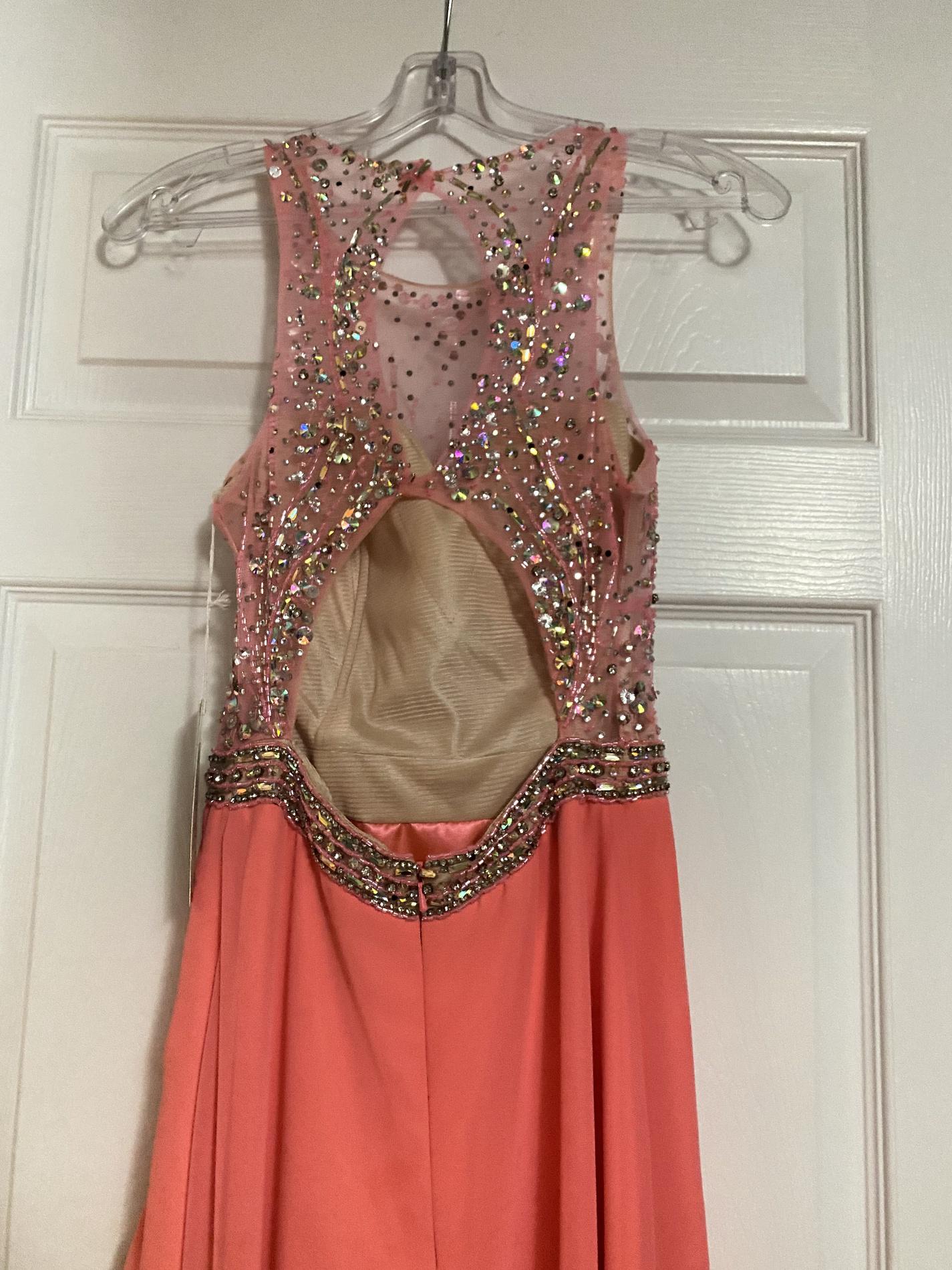 Size 0 Prom Coral Floor Length Maxi on Queenly