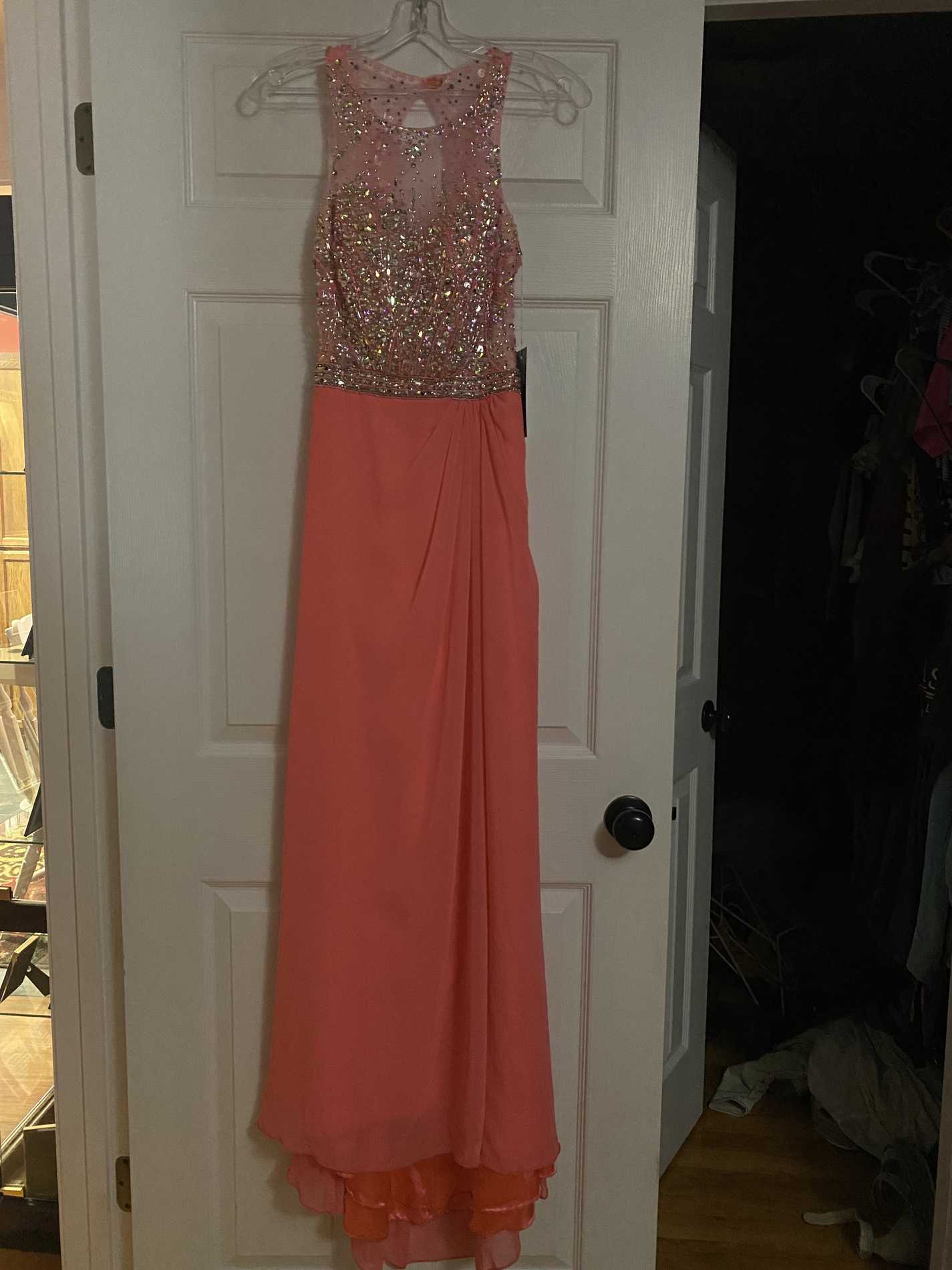 Size 0 Prom Coral Floor Length Maxi on Queenly