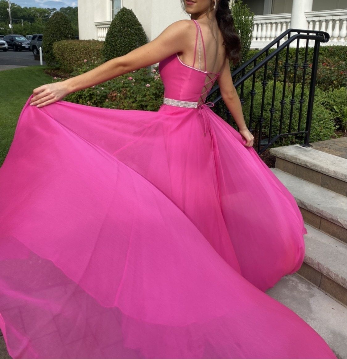 Sherri Hill Size 6 Prom Sequined Hot Pink Ball Gown on Queenly
