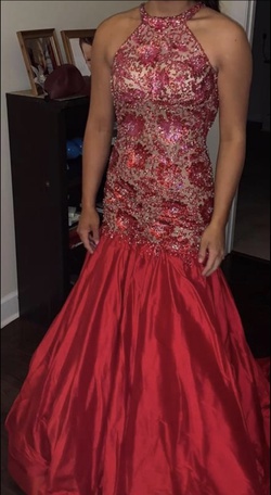 Style Custom Couture  Sherri Hill Size 6 Red Mermaid Dress on Queenly