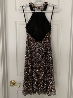 Ashley Lauren Size 2 Homecoming High Neck Sequined Rose Gold Cocktail Dress on Queenly