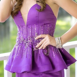 Size 0 Prom Strapless Purple Mermaid Dress on Queenly