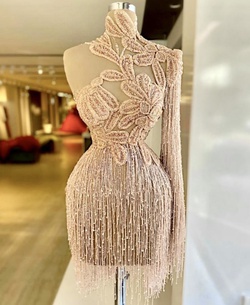 Size 4 High Neck Gold Cocktail Dress on Queenly