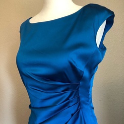 Ralph Lauren Size 2 Prom Cap Sleeve Satin Blue Cocktail Dress on Queenly