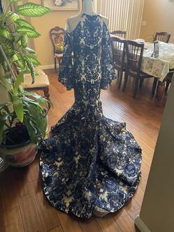 Size 8 Floral Blue Mermaid Dress on Queenly