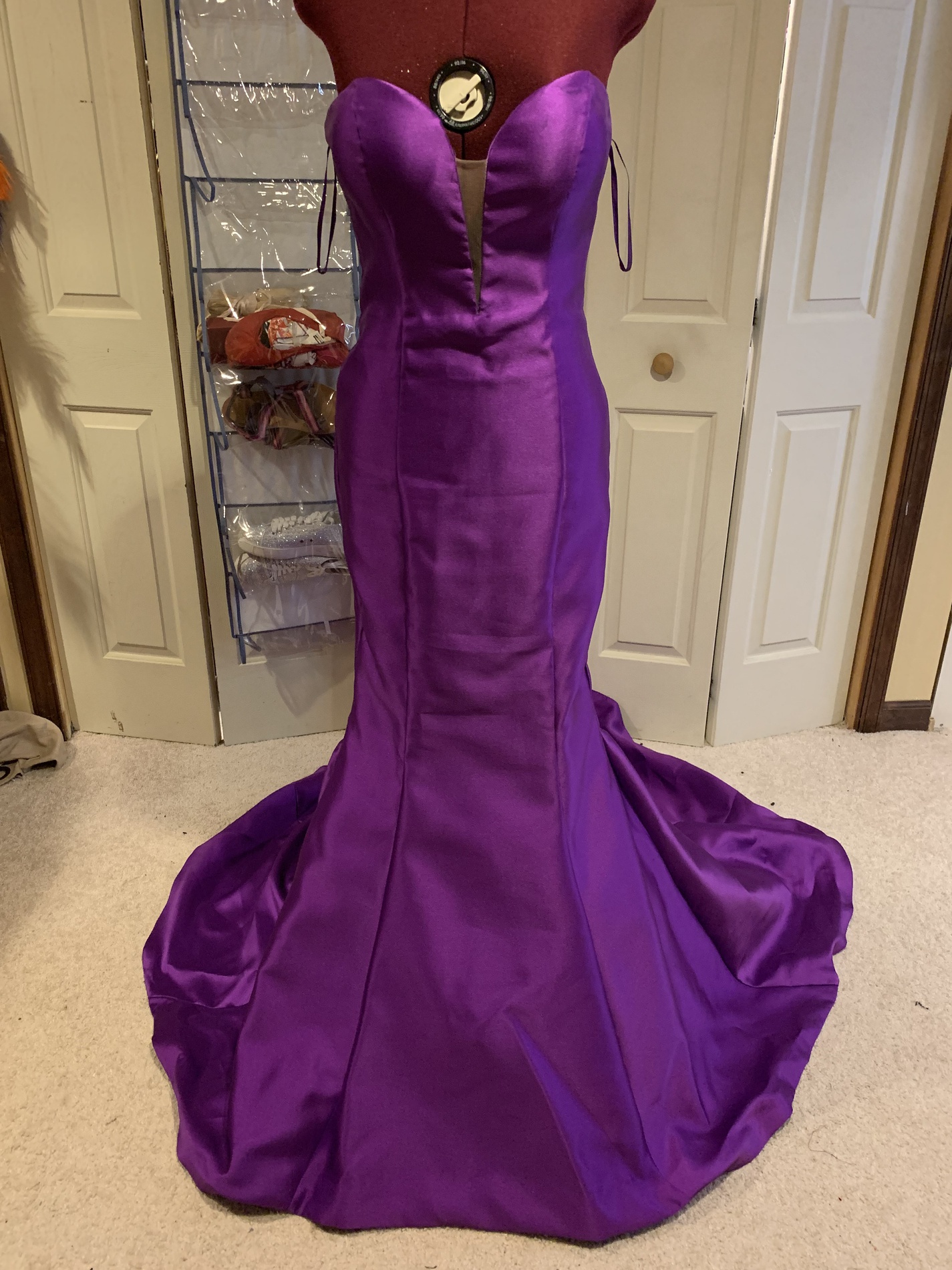 Jovani Size 4 Pageant Satin Purple Mermaid Dress on Queenly