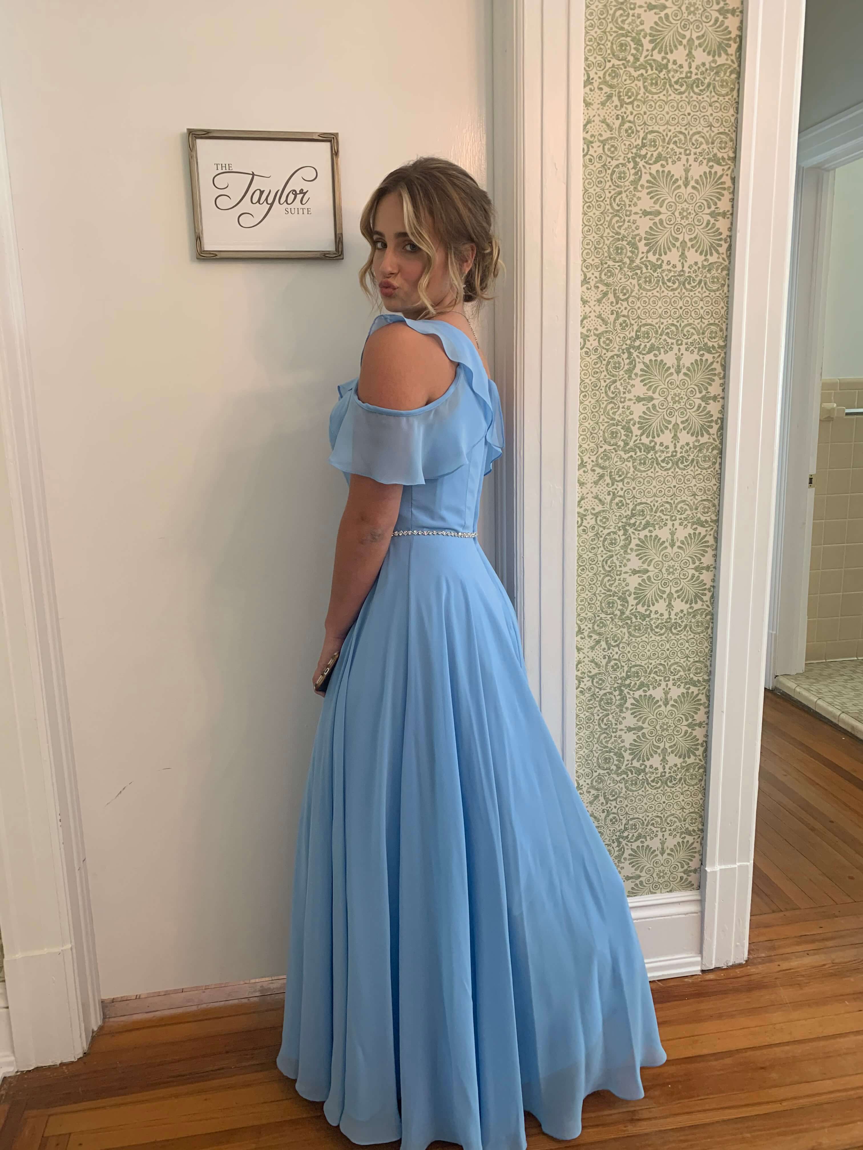 Size 10 Bridesmaid Light Blue A-line Dress on Queenly