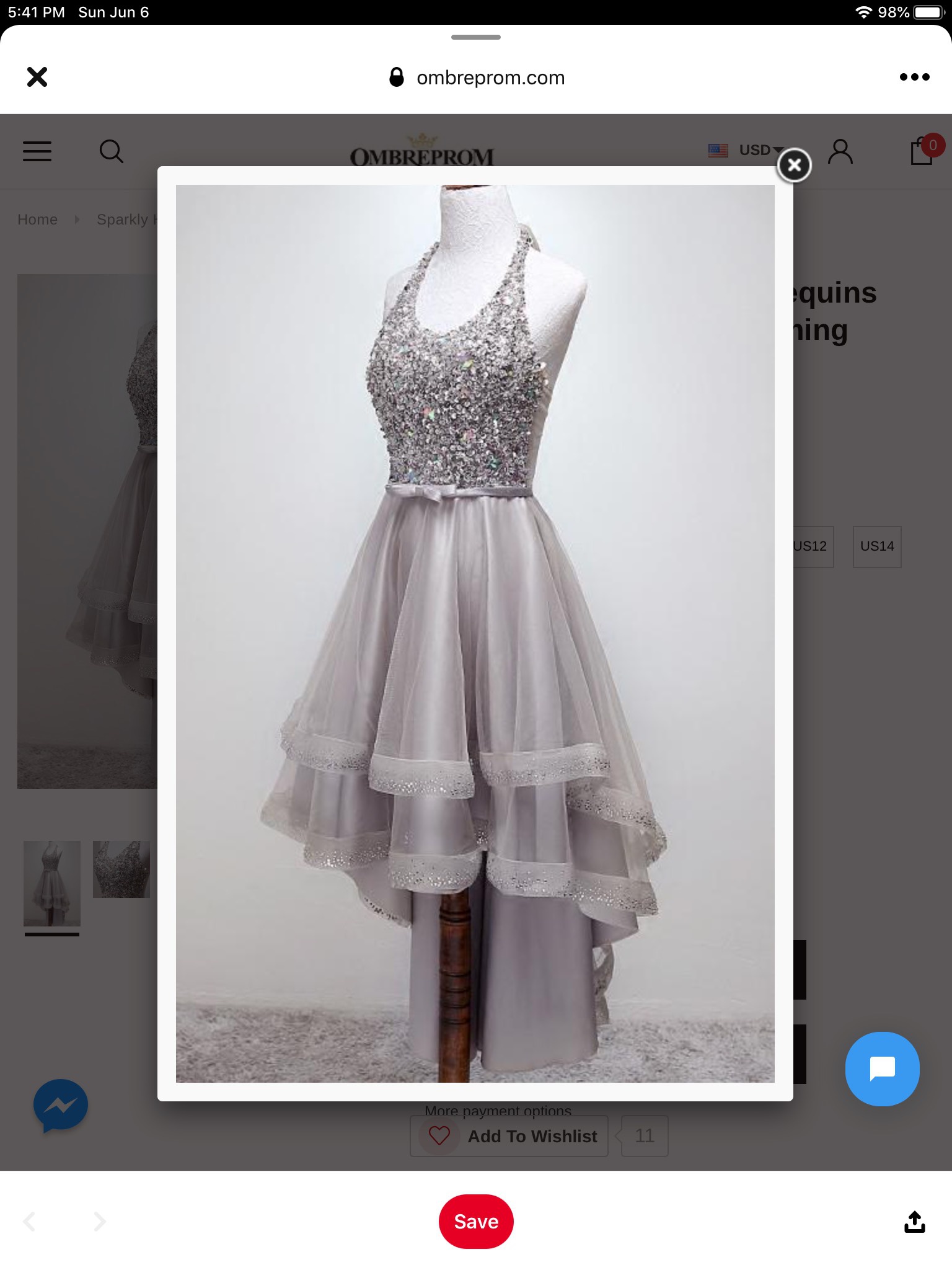 Size 8 Silver Dress With Train on Queenly