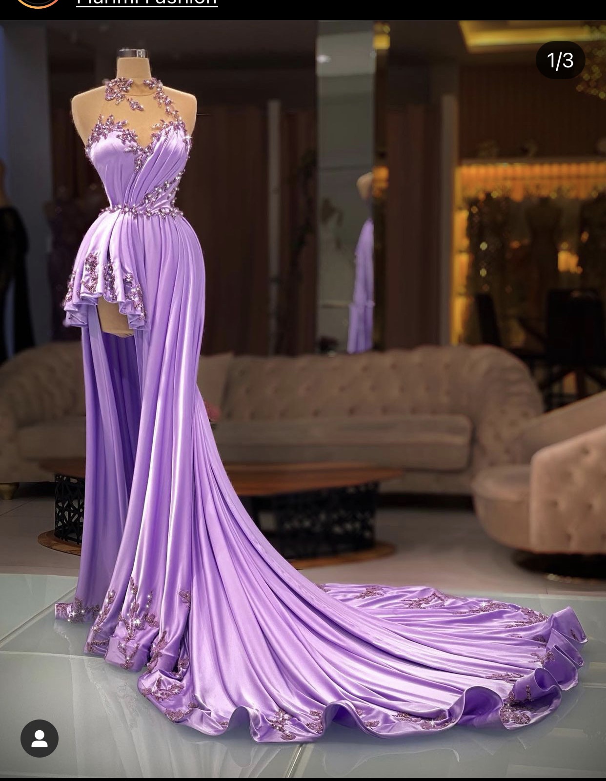Size 0 Satin Purple Side Slit Dress on Queenly