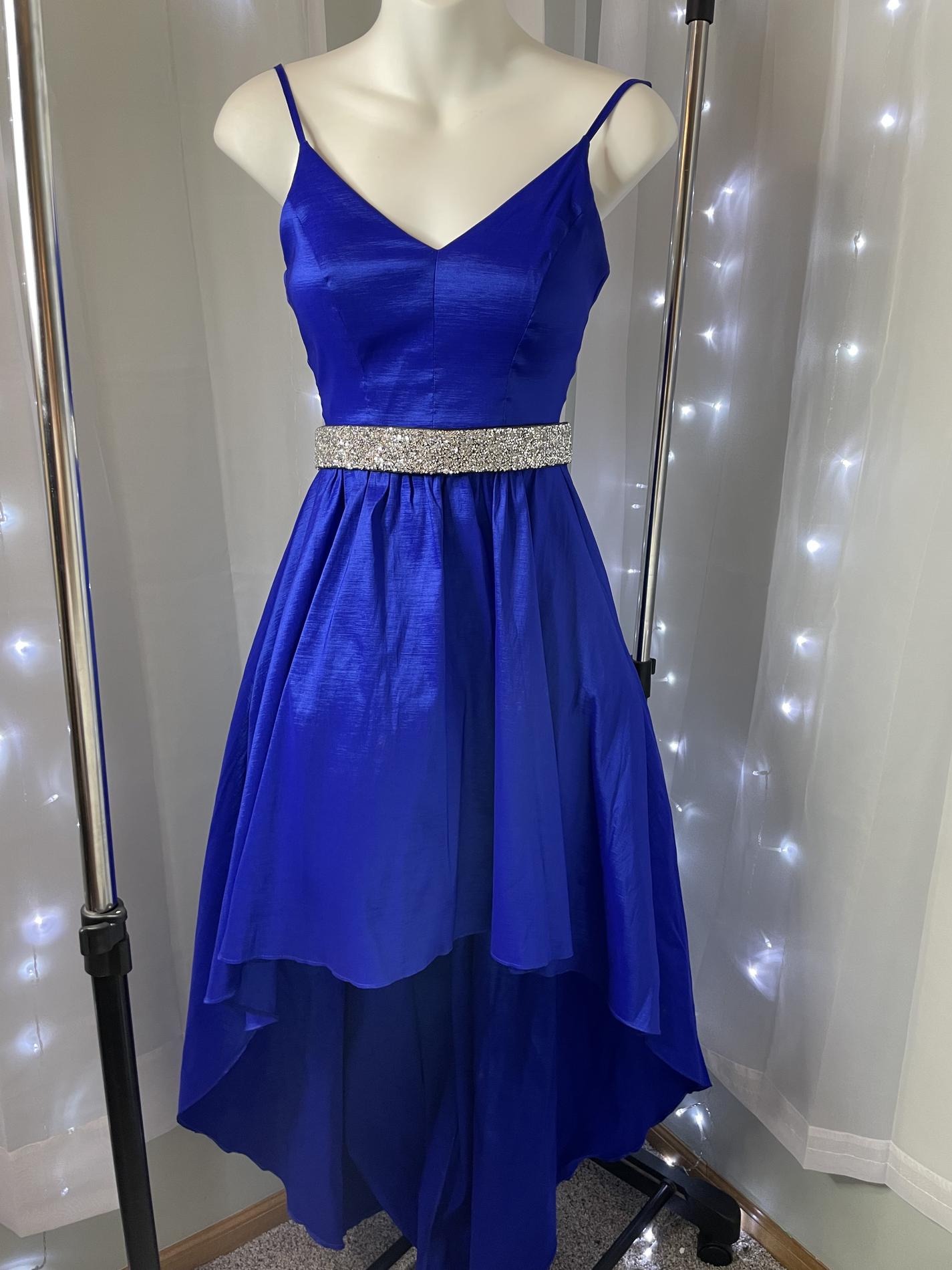 Size 0 Fun Fashion Royal Blue A-line Dress on Queenly