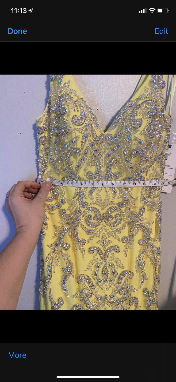 Size 0 Prom Plunge Sequined Yellow Mermaid Dress on Queenly