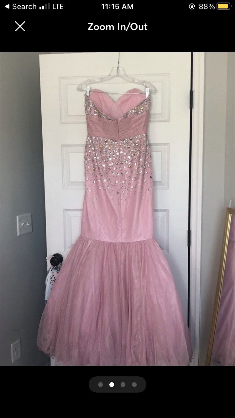 Jovani Size 4 Strapless Sequined Light Pink Mermaid Dress on Queenly