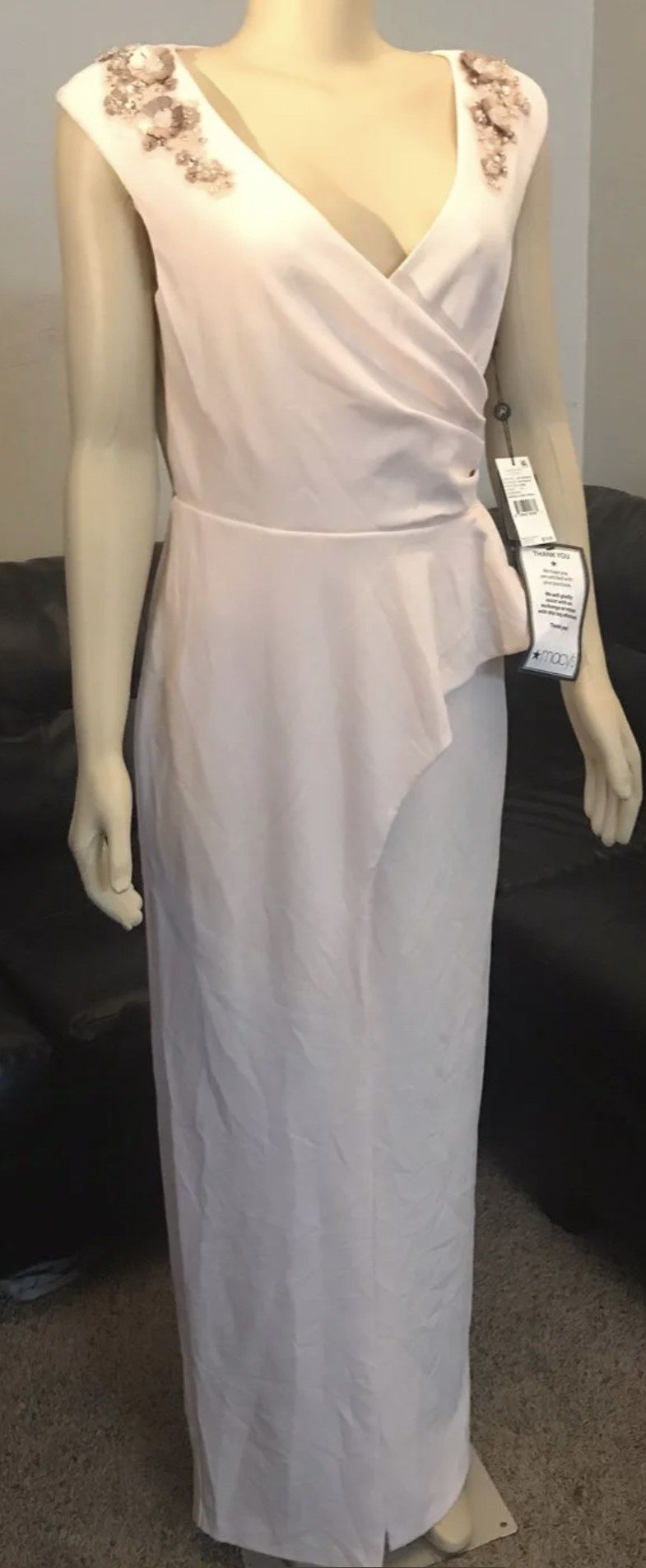 Adrianna Papell Embellished Peplum Gown Pink Size 10 Straight Dress on Queenly