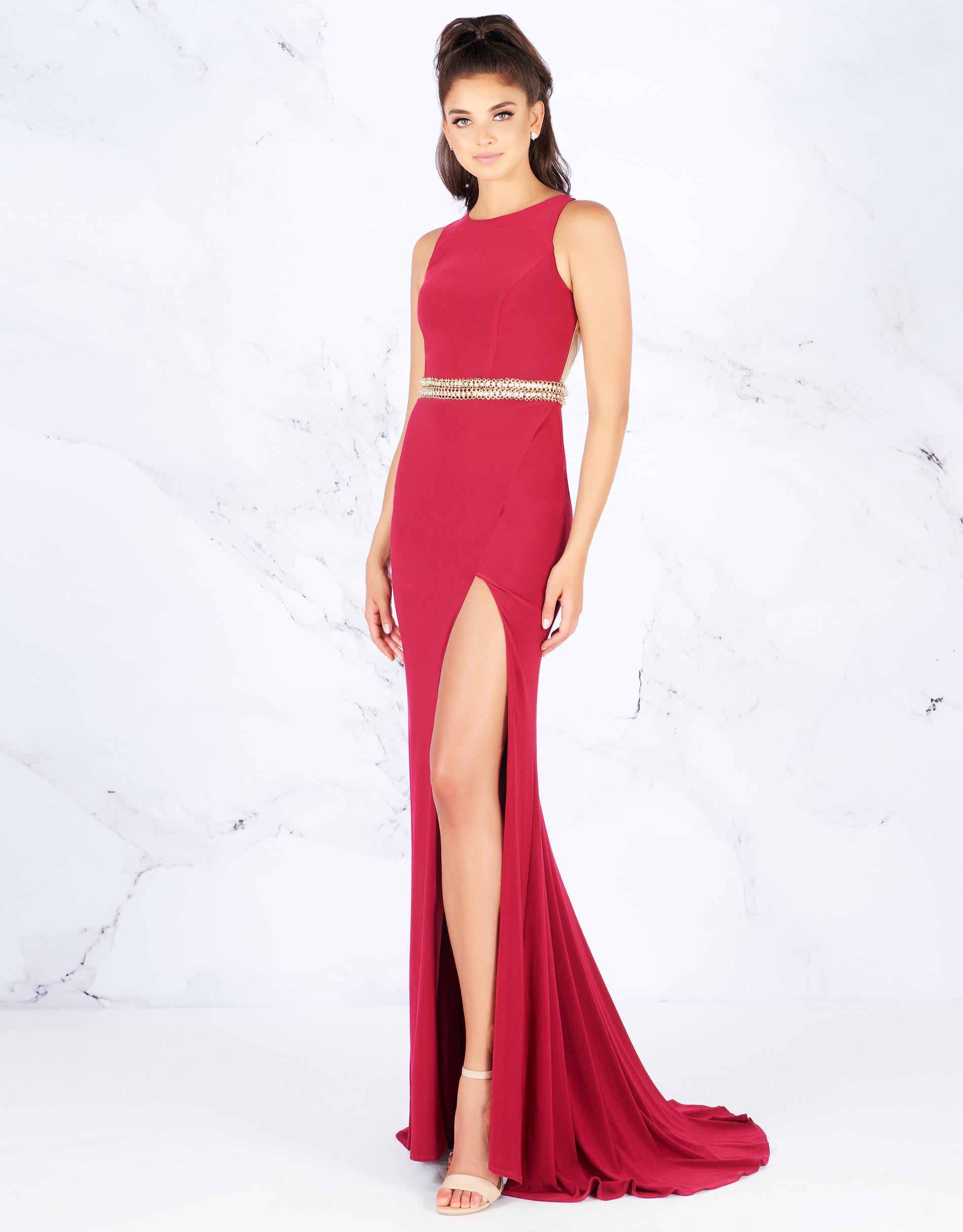 Style 2012 Mac Duggal Size 14 Prom Red Side Slit Dress on Queenly